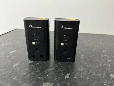 Pair of Comtrend Powerline Ethernet Adapters PowerGrid 9020 X 2 Black BS1363 - Image 1 of 4