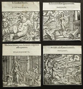4 gravures sur bois 16è EMBLEMES - Picture 1 of 3