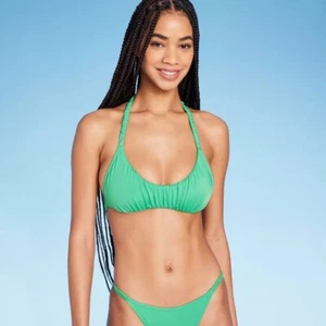 Top bralette Wild Fable Scoop frontal con correa arrugada para mujer grande verde - Imagen 1 de 10