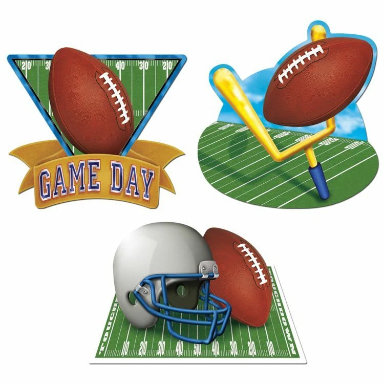 Game Day Football Cutouts 3 Pack 15" to 18" Football Birthday Party Decorations - Image 1 of 1