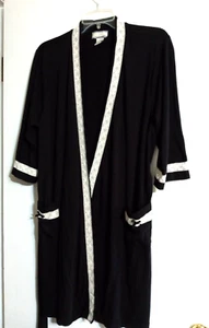 Zoe & Bella Lightweight  Robe Jersey Women's L Black with ivory lace long sleeve - Picture 1 of 7