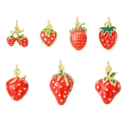 7x Dijes Rojos Fresa Colgantes para Pulseras Pendientes Collar Fabricación de Joyas Foto 1 de 4