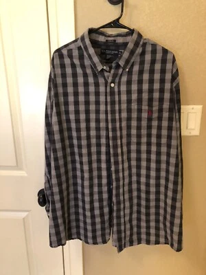 U.S. Polo Assn. Mens 2x Blue Plaid Long Sleeve Button-Down Shirt Size XXL (2x) - Imagem 1 de 4