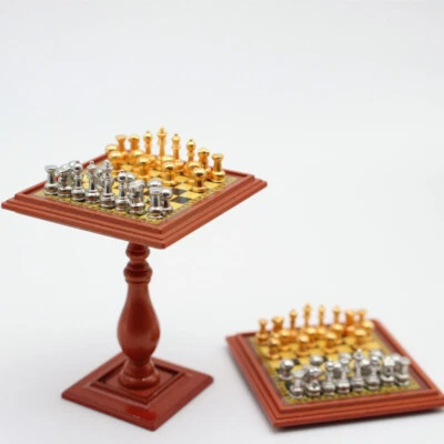Chess Set Miniature Table Magnet Chess Pieces 1:12 Dollhouse Accessories Game - Image 1 of 2