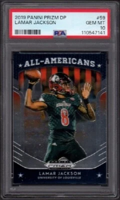 2019 Lamar Jackson Panini Prizm Draft Picks Football Card #59 Graded PSA 10 Gem - Image 1 of 2