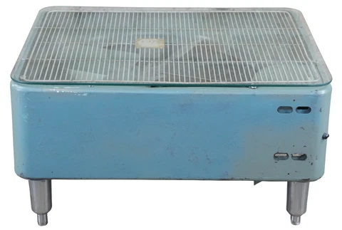 Retro Vintage Lau Indsutrial Box Fan Coffee Table Glass Top Reclaimed Repurposed Cover