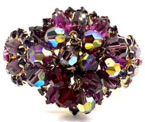 Gorgeous Fushia Crystal Clamper Bracelet  with Dangles - Picture 1 of 3