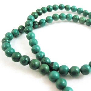 Turquoise Beads - 6mm Smooth Round Natural Gemstone Beads (Sold Per Strand) - Picture 1 of 2