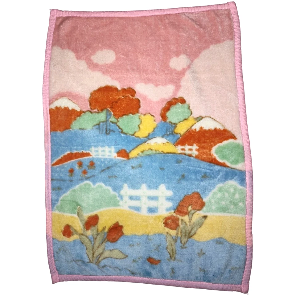 Manta de bebé de felpa Northpoint de colección vista a la ladera escena acrílico suave 31x43 difícil de encontrar Foto 1 de 4