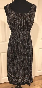 212 Collection Dress Women's Size L Black/Beige Lined Sleeveless Elastic Waist - Picture 1 of 12