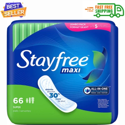 Maxi almohadillas Stayfree para mujer, absorción súper protección - 66 cuentas... Foto 1 de 4