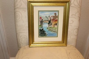 Aquarell Donau Fluss Druck im Goldrahmen umrandet 10x12/5x7 gesichtet - Bild 1 von 8