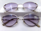 2 Lady  Reading Glasses Vintage style oval purple tone tinted lenses power +2.50