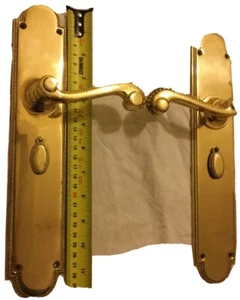 PAIR OF Handles lLLever lock 12in Long Antique Brass Original ⭐️BUY - Picture 1 of 9