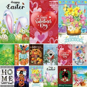 12 Pack Seasonal Garden Flags 12x18 Inch Double Sided Holiday Yard Decor - Picture 1 of 7