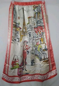 NWT Chic Shopping in PARIS Themed Satin Scarf Style SKIRT Size Small - Picture 1 of 5