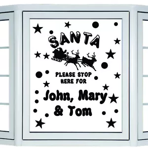 SANTA PLEASE STOP HERE PERSONALISED CHRISTMAS STICKERS Christmas decoration N142 - Picture 1 of 8