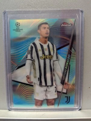 2020-21 TOPPS FINEST UEFA CRISTIANO RONALDO AQUA REFRACTOR 39/75 #1 JUVENTUS UCL - Image 1 of 4
