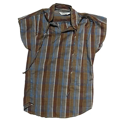 Blusa Camisa Walter's Niña Mujer Marrón A Cuadros Corte Cordón Cuello Talla 8 Foto 1 de 4