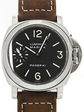 PANERAI Luminor Marina 44mm PAM00001 Manual Black Brown Leather Watch KQ