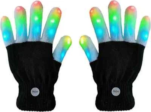 Light Up LED Gloves Finger Mittens Pair of Glow Rave 6 Modes Flashing Fingertips - Picture 1 of 16