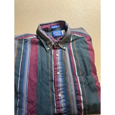 Sir Pendleton Fine Worsted Wool Button Down Shirt Mens XL Striped vtg - Image 1 of 4