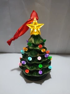 Mr Christmas Mini Ceramic Christmas Tree Light Up Ornament Nostalgic Timer 5" - Picture 1 of 14