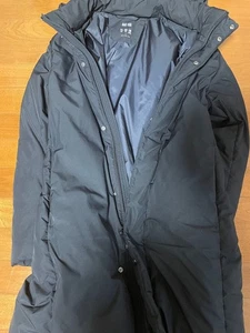 Uniqlo Seamless Down Coat Black S Warm Used Lightweight Jacket - Picture 1 of 5