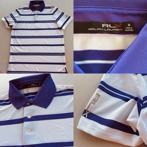 RLX Ralph Lauren Golf Poloshirt M blau weiß gestreift Performance Stretch - Bild 1 von 12