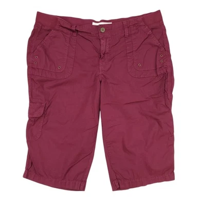 Sonoma Cargo Shorts Womens 16 Maroon Elastic Waist Casual Walking Outdoors  - Image 1 of 4
