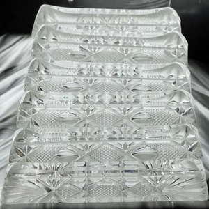 Vintage Clear Crystal Knife Rests Arched Glass Dining Utensil Holders – Set of 6 - Picture 1 of 12