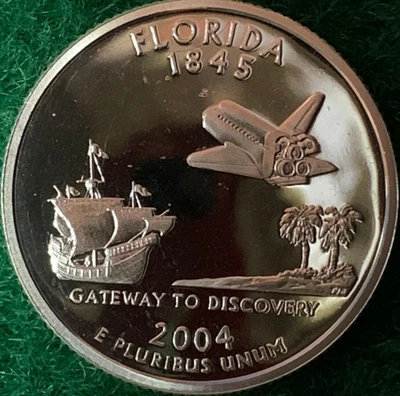 2004~S   * FLORIDA *  90% SILVER * DEEP CAMEO * STATE QUARTER FROM PROOF SET - Image 1 of 2