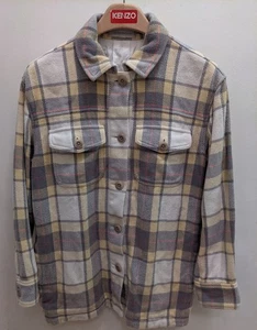 Camicia coperta esterna uomo piccola grigia a quadri cotone biologico bottoni davanti pesante - Foto 1 di 8
