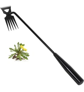 NEW Weed Pulling Tool Black Steel Portable Handheld Garden Weeder Uprooting - Picture 1 of 3