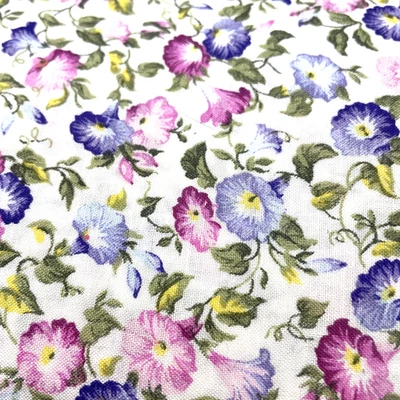 Concord Fabric Morning Glories Flowers Pink Purple 44' W Sharon Kessler USA 9yd - Image 1 of 4