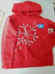 NWT HANES unisex Kids HOODED SWEATSHIRT red soft embossed with snowflakes size M - Picture 1 of 1