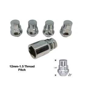 12x1.5 Chrome Locks Bulge Acorn Custom Wheel Locks Security Lock Set Car Truck - Picture 1 of 4