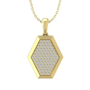 14K Yellow Gold Diamond Cluster Pendant w/ Yellow Plated Silver Chain 1/3ct, 18" - Picture 1 of 5