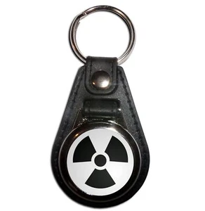 Black Nuclear Symbol Plastic Medallion Key Ring (61mm x 38mm) - Picture 1 of 12