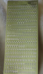 Aufkleber Stickerbogen Sticker Klein Buchstaben a - z spiegeleffekt gold (587D - Bild 1 von 1