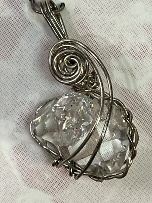 Прозрачный Herkimer бриллиант натуральный драгоценный камень подвеска серебряная пластина проволока обернутая GradAA - Изображение 1 из 4