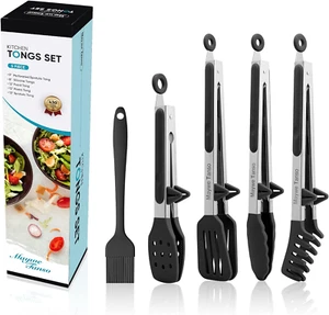 5-Pack Silicone Tongs Cooking, 4PCS 13-Inch Cooking Kitchen Tongs with Silicone - Picture 1 of 8