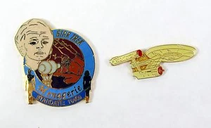 Star Trek Two MINT Cloisonne Pins Menagerie + Enterprise 1990's Vintage - Picture 1 of 2