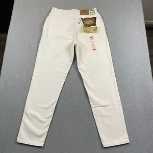NWT VINTAGE Levis 521 Jeans Womens 14 30x31 Tapered Fit White Denim USA MADE 90s - Picture 1 of 24