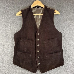 Y2K Merona Corduroy Vest Mens Small S Brown Dark Academia - Picture 1 of 9