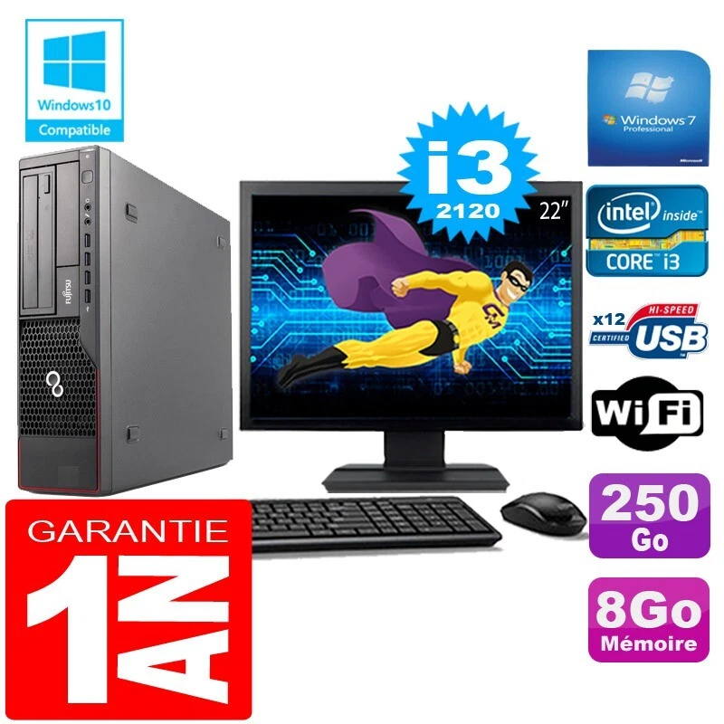 PC Fujitsu Esprimo E700 E90+ SFF Core I3-2120 8Go Scheibe 250Go Wifi W7 Sieb 22 - Bild 1 von 1