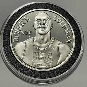 Derrick Coleman Team USA NBA Low Serial # Coin 1 Troy Oz .999 Fine Silver Round