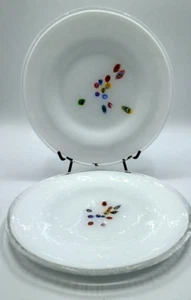 2 Crate & Barrel Carnivalle 8" White Glass Millefiori Dessert Salad Plates Italy - Picture 1 of 7