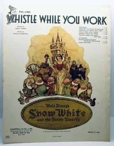 WHISTLE WHILE YOU WORK - Walt Disney Snow White UK movie sheet music - VGC - Picture 1 of 1