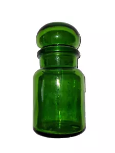 Contenitore vintage vetro bolla verde farmacia cottagecore contenitore di stoccaggio Belgio - Foto 1 di 7